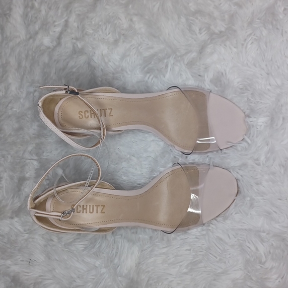 Schutz Kristy Nubuck & Clear Vinyl Ankle Strap Dress Sandals Size 7.5B NEW - Picture 8 of 11